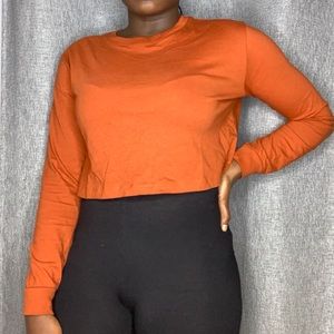Forever 21 Orange Long Sleeve Crop Top